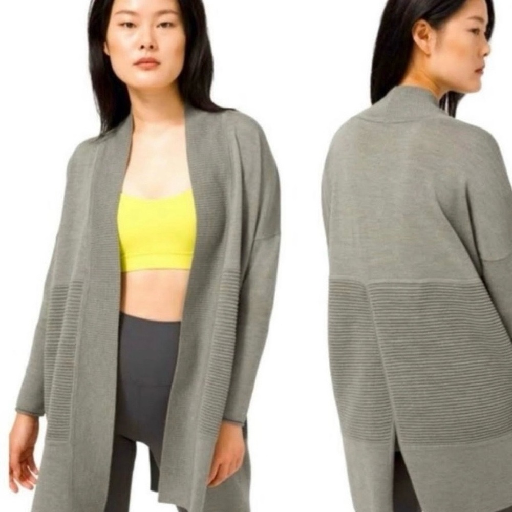 Lululemon Athletica Gray Ribbed Cardigan